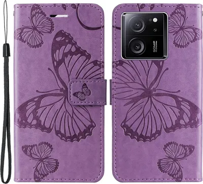 Produktbild von Xiaomi 13T / 13T Pro Hülle - Coverup Schmetterling Klapphülle - Violett