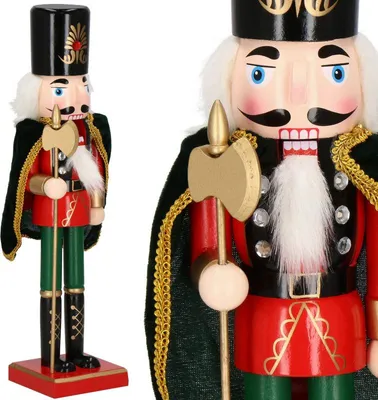 Obrázek produktu pro Louskáček - Voják s kopím 38 cm, červeno-zelený