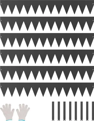 Produktbild von VEVOR Rasenkante, 6er-Pack, 1016x152,4x1,5 mm, Metall-Beeteinfassung, biegbare Garteneinfassung, Beetumrandung, einfach zu installieren, Trennwand für Blumenbeete, Hofwege, Schwarz