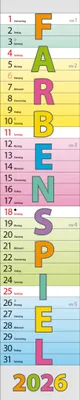 Produktbild von Korsch Kalender 2026 Farbenspiel Streifenplaner 11,5 x 57,5 cm Spiralbindung