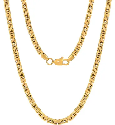 Produktbild von Kette Herren 4/6mm 18K Gold beschichtet Edelstahl Königskette Byzantinisch 45-65cm Golden