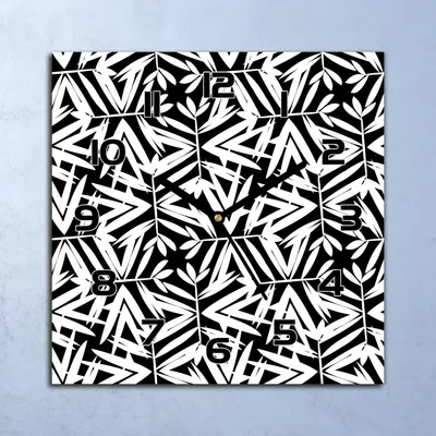 Produktbild von Wanduhr Echt-Glas-Küchenuhr Geometrisches Muster Quarz 30x30 Deko Bilder