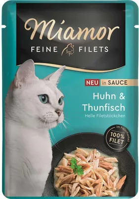 Produktbild von Miamor - Feine Filets Pouch 24x100g  |  Huhn & Thunfisch in Sauce