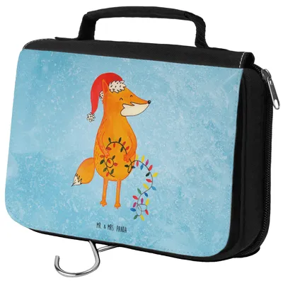 Produktbild von Mr. & Mrs. Panda kulturtäschchen Fuchs Weihnachten - Eisblau - Geschenk, Waschbeutel, Kulturtasche, Weihnachtsmann, Kosmetiktasche, Kulturbeutel, Winter, Nikolaus, Füchse