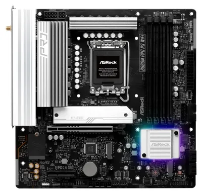 Zdjęcie produktu dla Asrock B860M Pro RS WiFi, Intel, LGA 1851 (Socket V1), Intel Core Ultra (Series 2), DDR5-SDRAM, 256 GB, DIMM