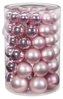 60 kleine & große Christbaumkugeln Rosa