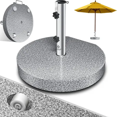 Produktbild von KESSER® Granit Sonnenschirmständer mit Edelstahlrohr, Hochwertiger Schirmständer Sockel 30KG - für Schirmstöcke bis 16-48 mm, Inkl. Transport Griff Garten Balkonschirmständer