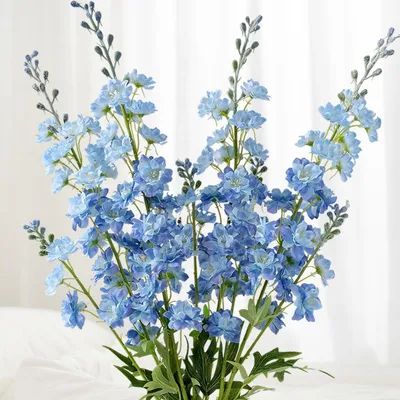 Kunstblumen Rittersporn, 86 cm, 4 Stück, Blau, Seide