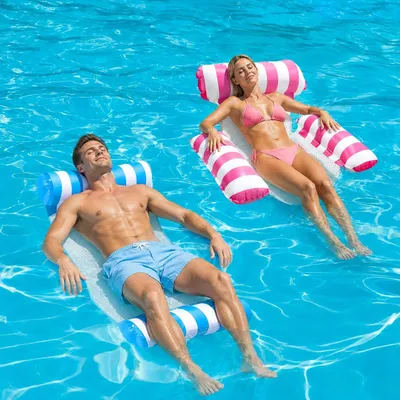 Produktbild von Aufblasbare Wasserhängematte 2 Stücke, Lounge Luftmatratze, Pool mit Netz, für Swimmingpool