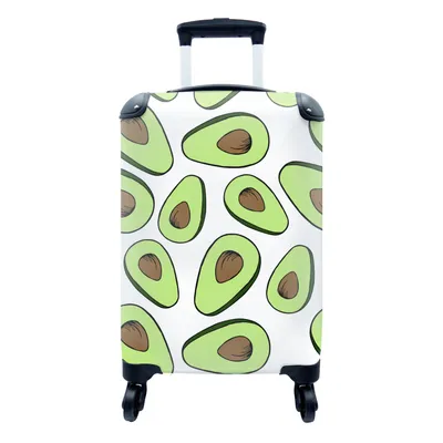 Produktbild von MuchoWow® Koffer Handgepäck Trolley Rollkoffer Kleine Reisekoffer mit 4 Rollen - Avocado - Muster - Pastell - Cabin Size < 55x40x23 cm & 55x40x20 cm - Fotokoffer - Kabinenkoffer - Boardgepäck - Reise-Box - Reisekoffer - Reisegepäck - Koffer mit Bild - Trolley für Kinder
