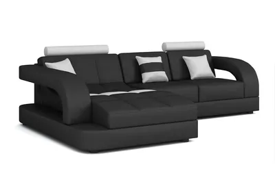Produktbild von Emoebel24 Eckcouch Eckgarnitur Kunstleder 294x187x87 cm Ecksofa Hudson schwarz-weiß