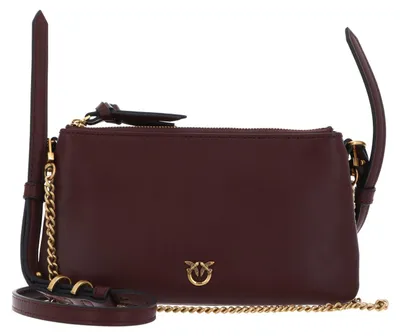 Produktbild von PINKO Umhängetasche Double Mini Vitello Morbido Burgundy Wine - Antique Gold dunkelbraun