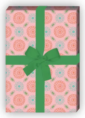 Produktbild von Schönes Geschenkpapier Set mit Batik Blüten, rosa,  - G8431, 32 x 48cm