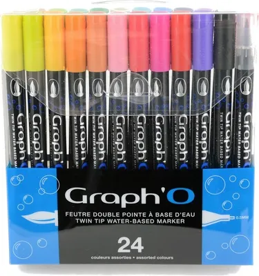 Immagine prodotto di GRAPH'O pennarelli acquerello bifacciali Brush & Fine, 24 pz