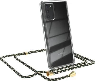 Produktbild von EAZY CASE Handykette kompatibel mit Samsung Galaxy Note 20 / Note 20 5G, Handyhülle mit Umhängeband, Handykordel, Schutzhülle Clear, Band in Grün