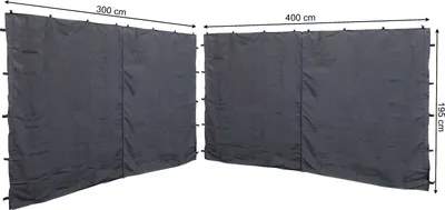 Produktbild von 2 Seitenteile mit RV  300/400x195cm für Pavillon 3x4m Seitenwand Anthrazit RAL 7012