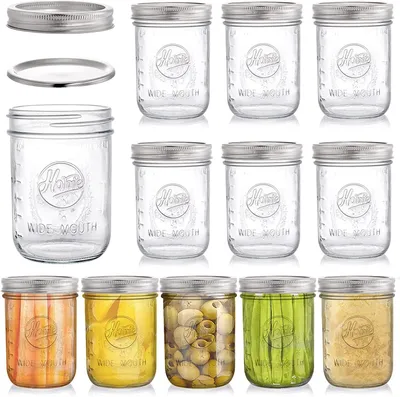 12er-Pack 480-ml-Einmachgläser mit Deckel, Weithals