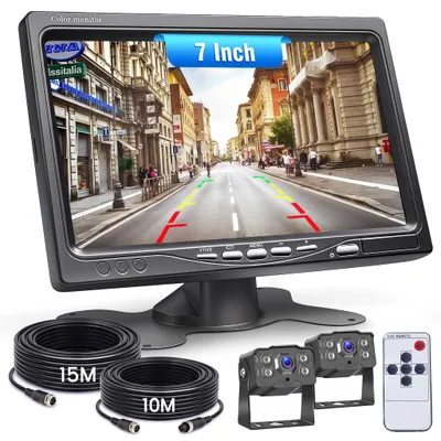 Obrázek produktu pro Zadní kamera, 2 kamery, 7palcový IPS monitor, AHD kamera, vodotěsná, noční vidění
