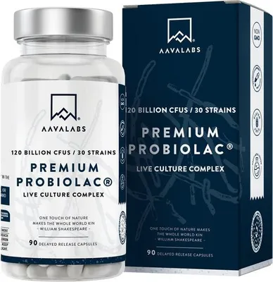 Produktbild von Aavalabs Premium Probiotika | 30 Stämme & 120 Mrd. KBE für Darmgesundheit | 90 Kapseln