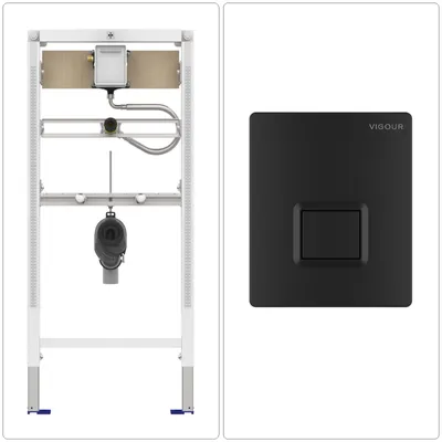 Produktbild von CONEL Urinal Vorwandelement mit VIGOUR TEES Betätigungsplatte, schwarz matt