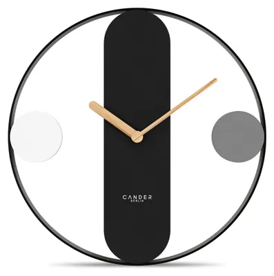 Vintage Wanduhr 50 cm geräuschlos analog schwarz weiß grau