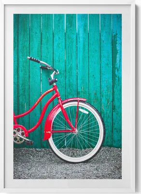 Produktbild von Schwarzes Fahrrad– Wandbild mit Rahmen – Gerahmtes Bild  – Wanddekoration – 70x100 cm –  Weiß Rahmen