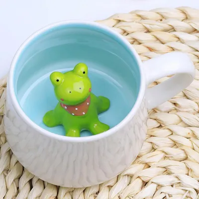 Obrázok produktu pre Keramická hrnček "Žaba", objem 350 ml, s lyžičkou a podšálkou