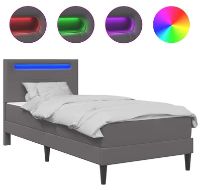 Obrázok produktu pre vidaXL Rám postele s LED osvetlením, sivý, 90 x 190 cm, umelá koža