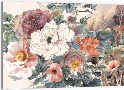 Produktbild von DEQORI Glasbild Echtglas 90x60 cm 'Aquarellblütenzauber' Wandbild Bild modern Deko
