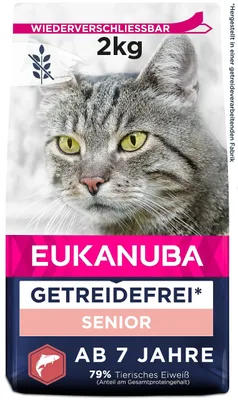 Produktbild von Eukanuba Senior Katzenfutter trocken getreidefrei mit Lachs, 2kg