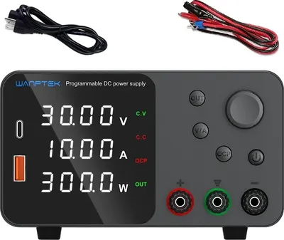 Obrázek produktu pro Stolní napájecí zdroj, programovatelný stejnosměrný výstup, nastavitelný proud, LED displej, TPS3010 30V 10A