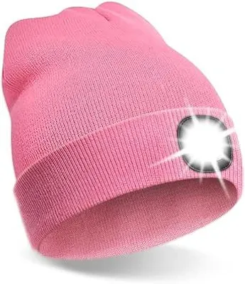 Productafbeelding van LED Beanie Muts, oplaadbaar, roze - Verlichte wintermuts - geschikt voor wandelen, kamperen, outdoor activiteiten en de winter