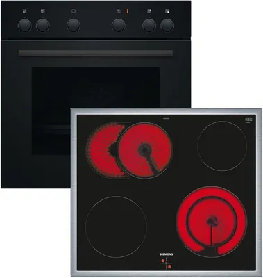 Produktbild von Siemens iQ300 HE010FBA1 + EA64RGNA1E, Keramik, 4 Zone(n), Glaskeramik, Schwarz, Berührung, 58,3 cm