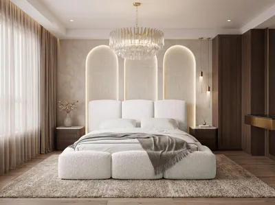 Produktbild von Polsterbett 200x200 mit Bettkasten und Lattenrost – Beige Bett mit hohem Kopfteil, Boucle oder Samt Stoff - Modernes Doppelbett mit Stauraum – Bettgestell, ohne Matratze – Harmony - Creme