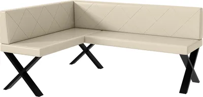 Produktbild von MEBLINI Eckbank für Esszimmer - Küchenbank - Essecke - Sitzecke Küche - ERIC - X-Beine 128x168x87cm Links - Creme Kunstleder