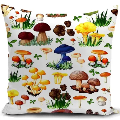 Image de Coussin décoratif 40x40 cm, motif champignons, pour jardin, extérieur, balcon