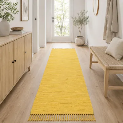 Zdjęcie produktu dla Bawełniany dywanik Jolly Bawełna w kolorze żółtym, rozmiar: 60 x 120 cm, Obraz wygenerowany przez AI