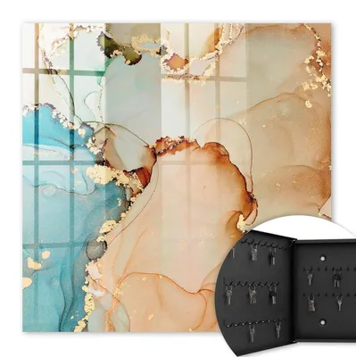 Produktbild von Metall Schlüsselkasten 30 x 30 cm - schwarzer Schlüsselschrank zur Wandmontage - wandhängende Schlüsselbox mit Tür - nach links öffnend - Schlüsselaufbewahrung für Flur - Büro - Arbeitszimmer - Werkstatt - Garage - Abstrakte Eleganz