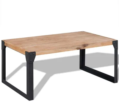 Image de Table basse en bois d'acacia massif - 100x60x45 cm - Table en bois rectangulaire pour intérieur et extérieur