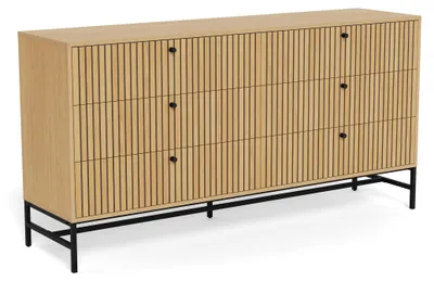 Zdjęcie produktu dla Komoda z szufladami, wymiary 158x81 cm, fronty z lameli, styl Bambouz