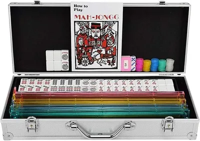 Imagen del producto de Juego de mahjong de estilo americano: producción saludable seleccionada, múltiples colores, accesorios completos. Juego de mahjong Mah Jong Mah Jongg (3 cm * 2,3 cm * 1,3 cm), color blanco