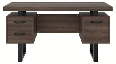Obrázek produktu pro Stůl - Psací stůl - Pracovní stůl - Počítačový stůl - Stůl - Hnědý dřevěný stůl - 135x54 cm