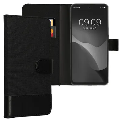 Produktbild von kwmobile Wallet Case kompatibel mit OnePlus Nord CE 3 Lite 5G / Nord N30 5G - Hülle mit Ständer - Handyhülle Kartenfächer Anthrazit Schwarz