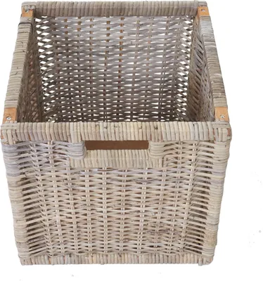 Immagine prodotto di Panca Bienne, contenitore, 3 cestini, vimini rattan Kubu, 112x46x37cm ~ bianco