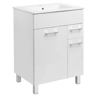 Produktbild von Stamar | Badezimmerschrank, mit Waschbecken, 60 cm, hochglanz, weiß