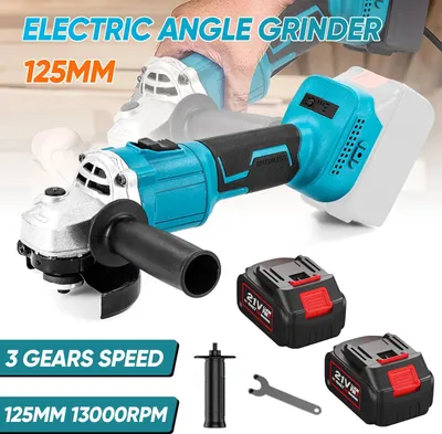 Produktbild von Schnurloser Winkelschleifer - 125 mm bürstenlos 1000 W - 3 Stufen Drehzahlregelung - 21 V - 2x Akku inklusive - EU-Stecker