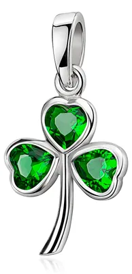 Produktbild von MATERIA Kleeblatt Anhänger Silber 925 - Kettenanhänger Glücksbringer Zirkonia grün wahlweise mit Kette #KA-286