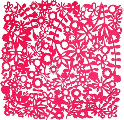 Produktbild von Rosa Filzdeckchen mit durchbrochenem Blumenmuster, 32 x 32 cm