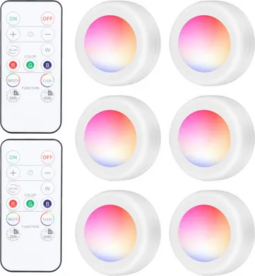 Obrázek produktu pro LED Puck Light osvětlení skříně s dálkovým ovládáním 16RGB Skříňové světlo Funkce časovače Noční lampa pro kuchyně Koupelny Šatní skříň Party