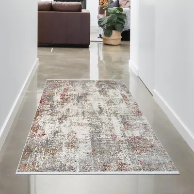 Image de Tapis contemporain salon motif unique style abstrait multicolore Taille - 80 x 150 cm